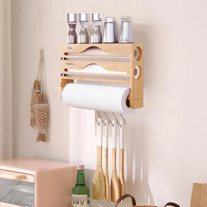 Wall-Mounted Cling Film, Tin Foil Cutter &amp; Paper Towel Holder